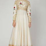 Ivory Gold Rose Embroidered Anarkali Gown