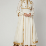 Ivory Gold Bordered Jacket Style Anarkali Set