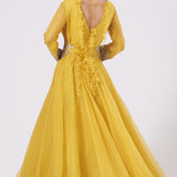 Mustard Yellow Mirror Embellished Anarkali Set