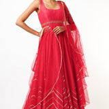 Rani Pink Gota Chevron Anarkali Set