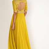 Yellow Multicolor Floral Embroidered Anarkali Set