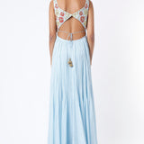 Powder Blue Floral Embellished Embroidered Anarkali Set