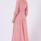 Dusty Peach Mirror Embellished Anarkali Set
