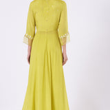 Lime Green Mirror Embellished Anarkali Set