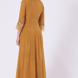 Brown Mirror Embellished Anarkali Set