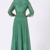 Forest Green Mirror Embellished Anarkali Set