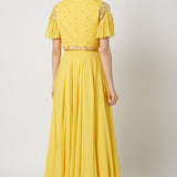 Yellow Embellished Bolero Jacket Gown
