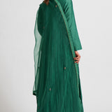 Emerald Green Button Placket Anarkali Set