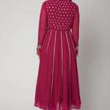 Magenta Gold Sequin Anarkali Set