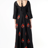 Black Multicolor Floral Embroidered Anarkali Set