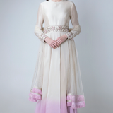 Ivory Lilac Ombre Fringe Gown