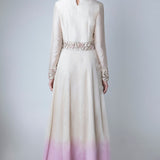 Ivory Lilac Ombre Fringe Gown
