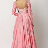Pink Gold Geometric Anarkali Set