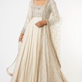 Ivory Silver Embellished Anarkali Set