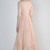 Blush Petal Sequin Tiered Anarkali Gown