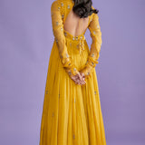 Saffron Bloom Booti Embroidered Anarkali Gown
