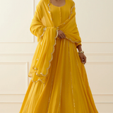 Marigold Gold Scalloped Anarkali Set