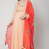 Apricot Blush Ombré Sequin Anarkali Gown