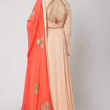 Apricot Blush Ombré Sequin Anarkali Gown