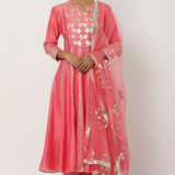 Pink Gota Petal Anarkali Set