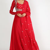 Scarlet Silver Bloom Anarkali Set
