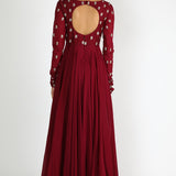 Wine Silver Vine Anarkali Set
