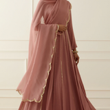 Rosewood Gold Scallop Anarkali Set