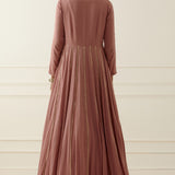 Rosewood Gold Scallop Anarkali Set