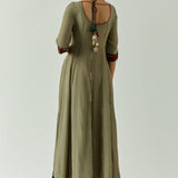 Sage Maroon Border Anarkali Set