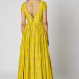 Citron Gold Leaf Anarkali Set
