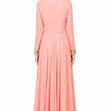 Peach Georgette Gown With Gold Embroidered Front Panel