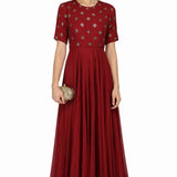 Maroon Sequin Embellished Indo Western Gown