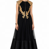 Black Gold Embroidered Indo Western Gown