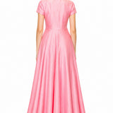 Blush Pink Embroidery Indo Western Satin Long Gown