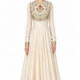 Ivory Multicolor Floral Embroidered Gown