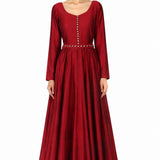 Maroon Embellished Long Sleeve Gown