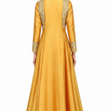 Mustard Gold Mirror Embellished Gown