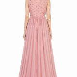 Dusty Pink Stone Embellished Flared Gown