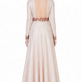 Ivory Rust Embroidered Mandarin Collar Gown