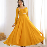 Mustard Yellow Solid Georgette Anarkali Set