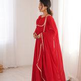 Crimson Red Solid Georgette Anarkali Set