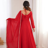 Crimson Red Solid Georgette Anarkali Set