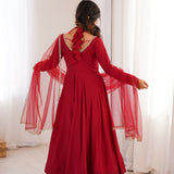 Crimson Red Solid Chanderi Anarkali Set