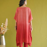 Coral Ombre Vine Kaftan Kurti