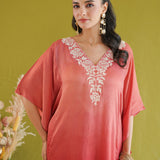 Coral Ombre Vine Kaftan Kurti