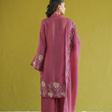 Wine Lily Embroidered Kurti