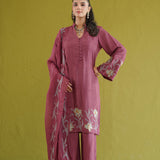 Wine Lily Embroidered Kurti