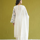 Ivory Teal Vine Embroidered Kurti