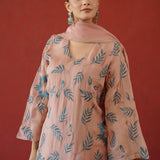 Blush Leaf Trail Embroidered Kurti