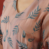 Blush Leaf Trail Embroidered Kurti